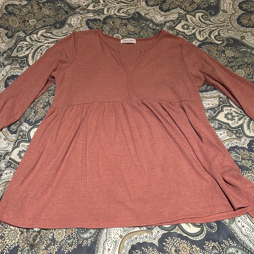 Pink long sleeve maternity shirt size M